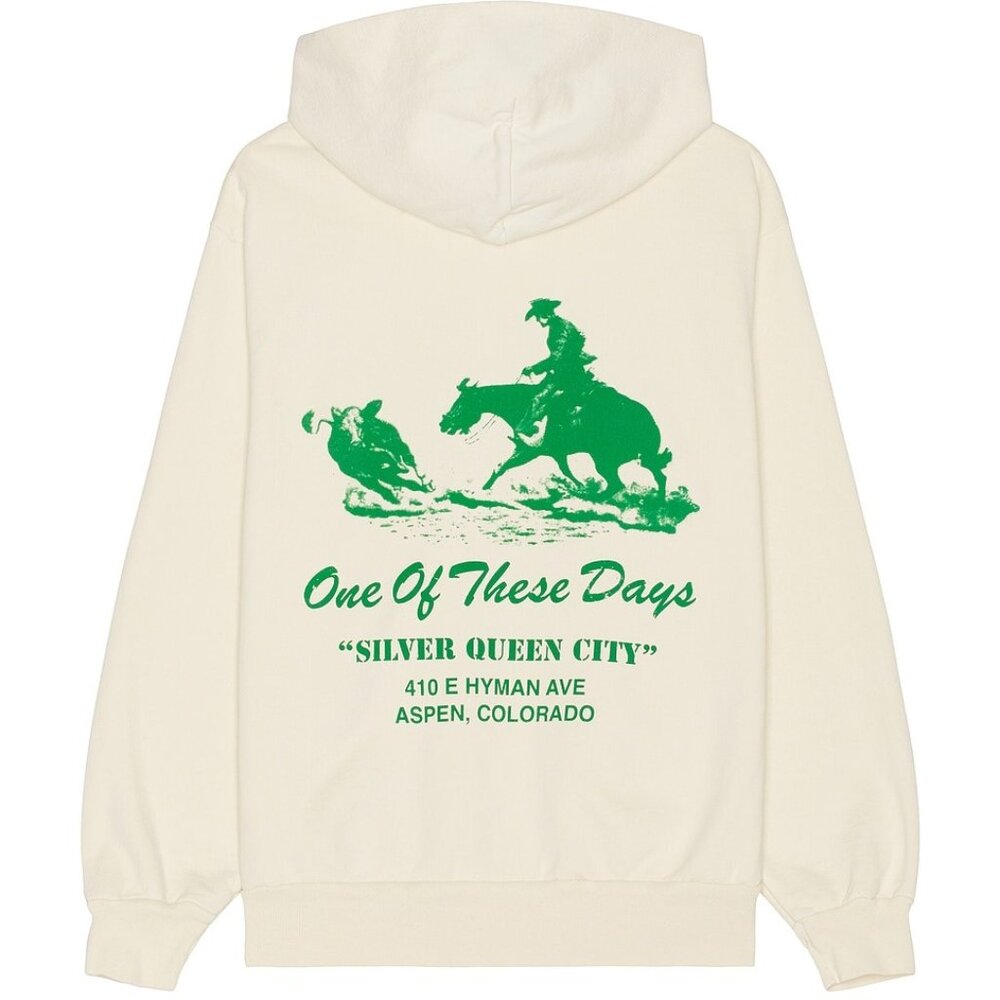 NEW ONE OF THESE DAYS x FWRD Silver Queen Hoody in Washed Bone hoodie